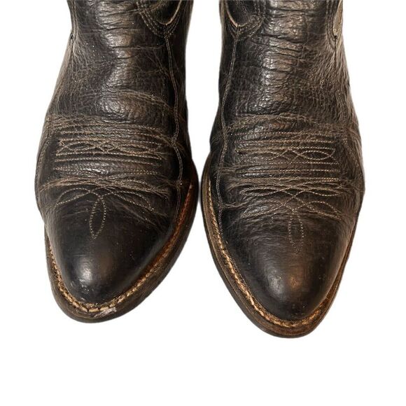 Nocona Men\'s Cowboy Western Boot Stitched Black Leather Pointed Toe 8 D Made USA main image 6